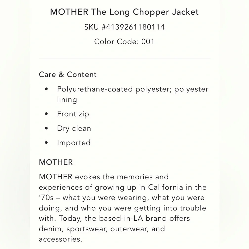 NWT M Mother Denim The Long Chopper Black Moto Trench Jacket